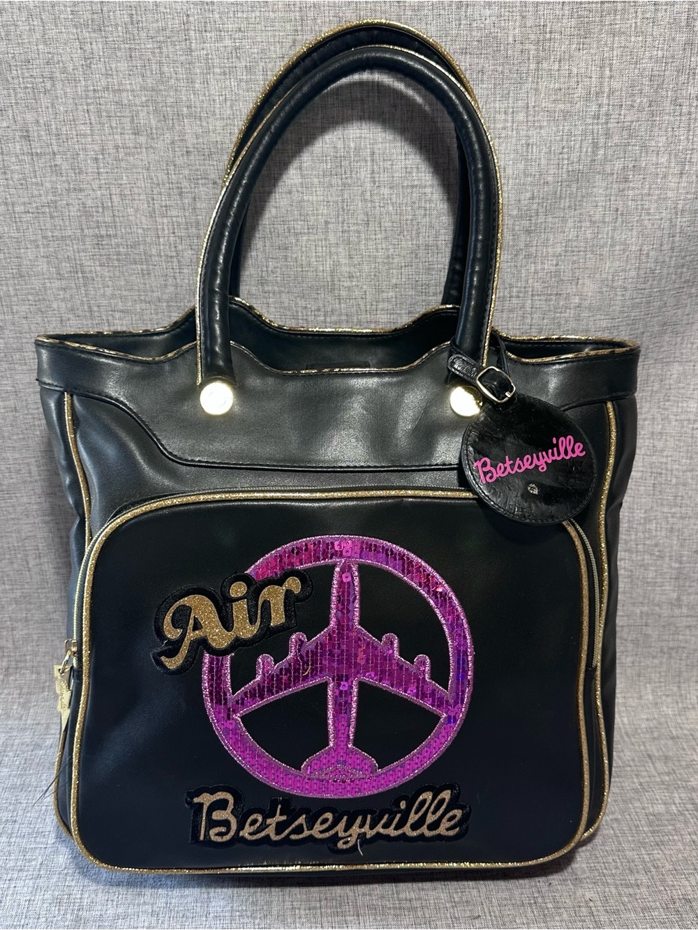 Betsey Johnson Black and Pink Sequin 'Air' Tote